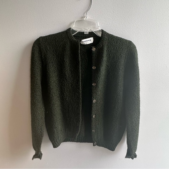 Vintage 50s Forest Green Boucle Wool Cardigan *LOWBALLERS WILL BE BLOCKED* - Picture 1 of 3